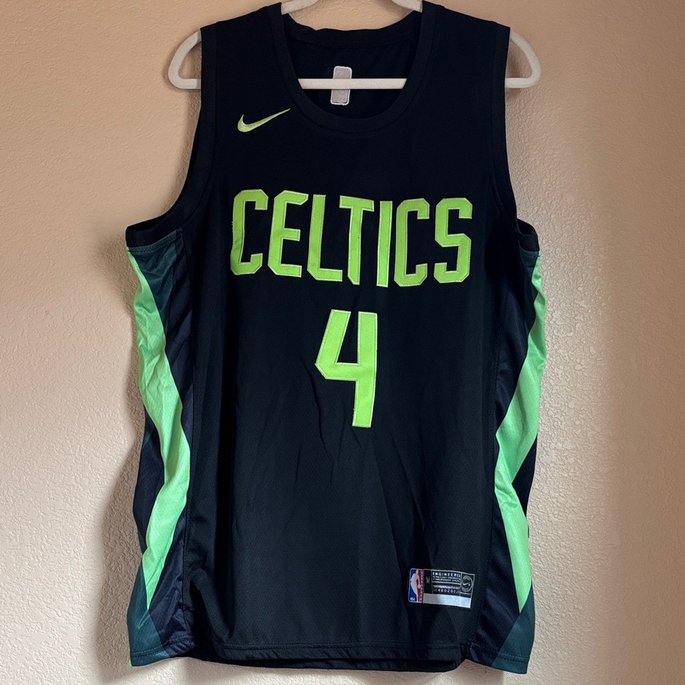 Holiday Nike Celtics Black and Neon Green Jersey